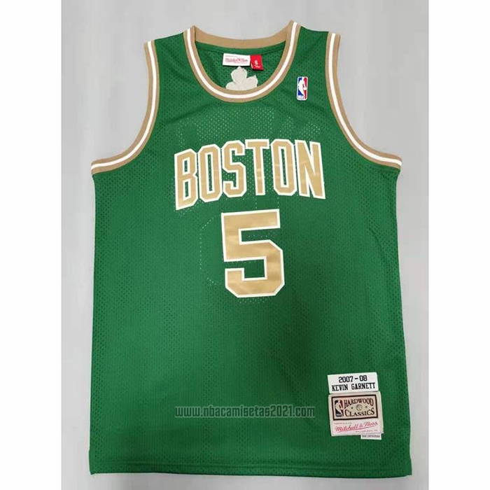 Camiseta Boston Celtics Kevin Garnett #5 Mitchell & Ness 2007-08 Verde